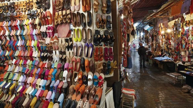 Interior of the Souq in Marrakech, Morocco, North Africa - Time lapse