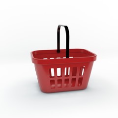 Shopping basket. Isolated on white background. 3D rendering illustration.