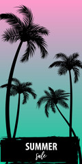 Fototapeta premium Summer time palm tree banner poster