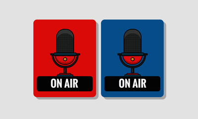 On Air Sign Sticker with Microphone Illustration