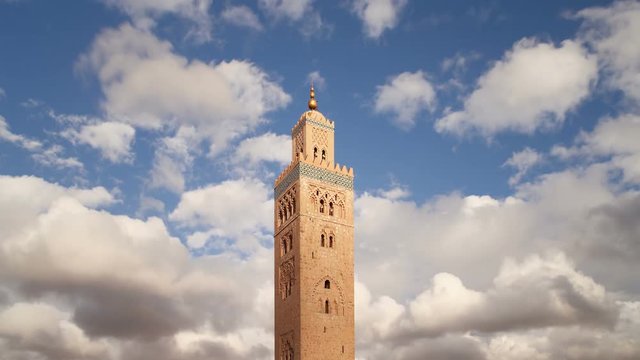 The minaret of Koutoubia Mosque in Marrakech, Morocco, North Africa