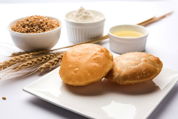 Homemade Fried Puri or Poori Or Indian Bread, selective focus