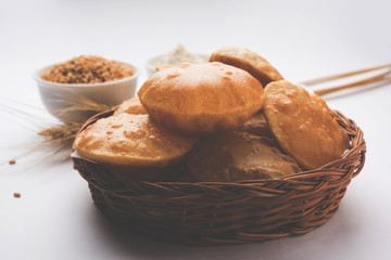 Homemade Fried Puri or Poori Or Indian Bread, selective focus