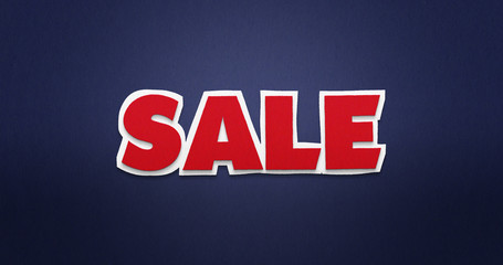 Fototapeta premium Sale. Red word on blue background with paper texture.