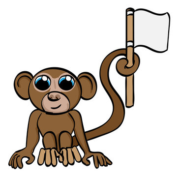 Cartoon Monkey holding a flag