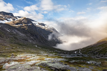 Summer Mountains in the clouds, Hjelledalen, Norway