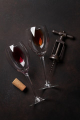 Wine glasses and corkscrew