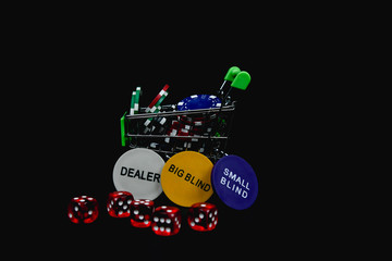 Gambling Concepts. Businessmen are gambling in the casino. Betting is a gamble for investors. Businessmen are playing card games on a black background.