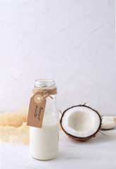 Bottle of fresh coconut milk