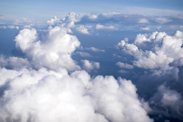 landscape look down from the airplane look see the sky and cloud beautiful