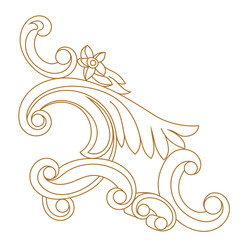 Golden vintage baroque ornament, corner. Retro pattern antique style acanthus. Decorative design element filigree calligraphy vector. - stock vector