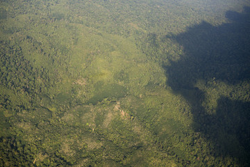 landscape look down from the airplane look see the sky and cloud beautiful