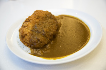 Japanese Curry with pork, delicious food in a popular Japanese restaurant