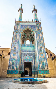 Minaret and portal of Jame mosque in Yazd - Iran