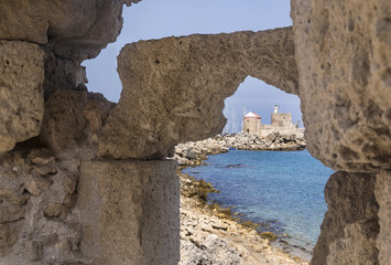 Fortress arches in the crusade city of Rhodes, Greece