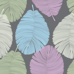 Pastel Tone Detailed Feathers Seamless Pattern