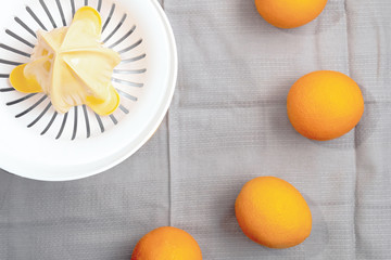 oranges and juicer top view