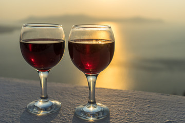 Romantic sunset aperitif