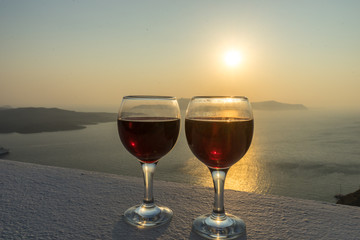 Romantic sunset aperitif