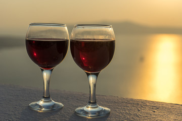 Romantic sunset aperitif