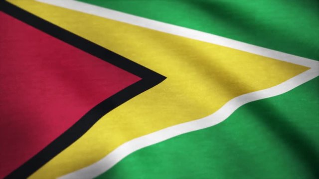 Flag of Guyana waving in the wind. Background of a waving flag