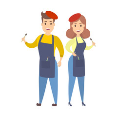 Isolated artists set.