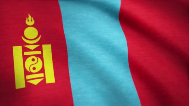 MONGOLIA Realistic Waving Flag Background. Background of a waving flag of Mongolia