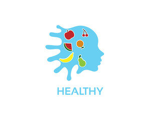 Vector logo design template healthy fresh fruits