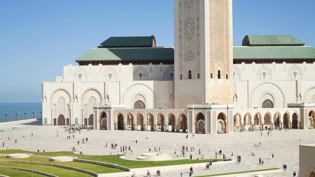 Hassan II Mosque, the third largest mosque in the world, Casablanca, Morocco, North Africa, T/Lapse