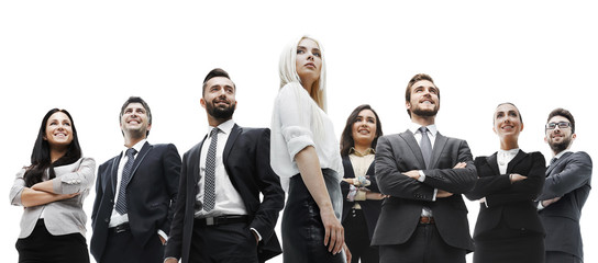 happy successful business team isolated on white background