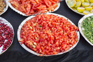 Chopped and diced tomatoes in plate