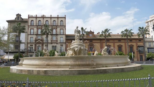 The Beautiful Fuente de Híspalis,Puerta de Jerez square, Sevilla, Spain