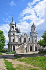 Fototapeta premium Vladimir Church was built in 1789 by the famous Russian architect Vasily Bazhenov in the pseudo-Gothic style on the territory of the manor of princes Dashkov. Russia, Moscow region, May 2018.