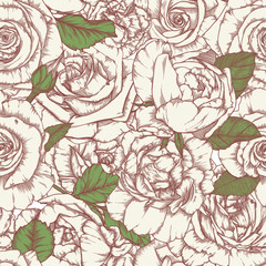 Seamless pattern with roses Vintage design