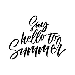Say Hello to Summer inscription. Vector hand lettered phrase.