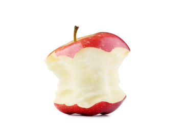 Red apple stub isolated on white background