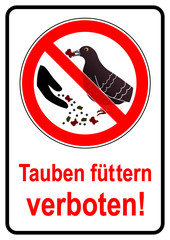 ks314 Kombi-Schild - Hinweis: Tauben füttern verboten - Taubenfütterungsverbot - Fütterungsverbot - Hand mit Tierfutter - DIN A1 A2 A3 A4 - Poster / Plakat / Hinweis - xxl g6150