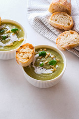 Broccoli cream soup, vegan, vegetarian eating, healthy food.