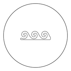 Water wave black icon in circle vector illustration isolated .