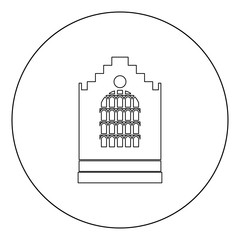 Church building black icon in circle vector illustration isolated .