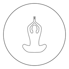 Yoga pose of woman black icon in circle vector illustration isolated .