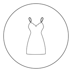 Sundress  combination or nightie black icon in circle vector illustration isolated .