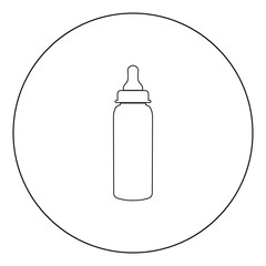 Baby bottle symbol black icon in circle vector illustration isolated .
