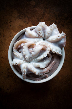 Octopus raw in bowl