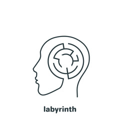 linear icon of a man's head with a labyrinth inside on a white background