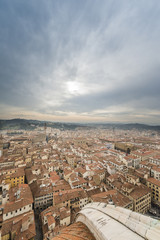View of the city of Florence from the Brunelleschi dome of the cathedral of Florence.