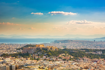Vue aérienne panoramique d& 39 Athènes, Grèce au jour d& 39 été