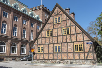 Old city with timber frame houses