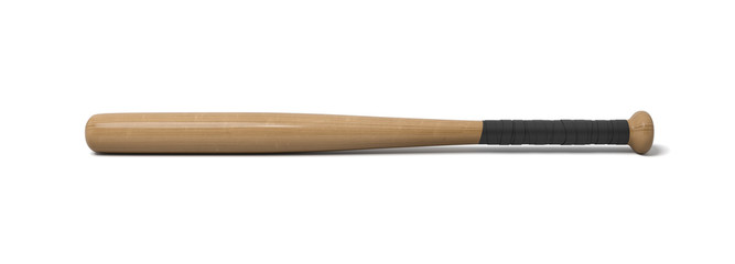 Fototapeta premium 3d rendering of a single wooden baseball bat with a wrapped handle isolated on a white background.