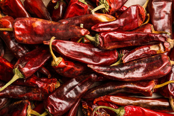 Dry chili peppers, closeup